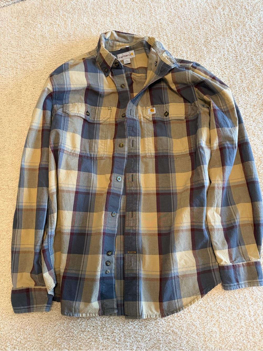 Carhartt Men Plaid Flannel Button Down Shirt Medium M Original Fit Long Sleeve
